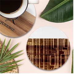 Background-non-seamless-pattern Marble Wood Coaster (round) by Cowasu