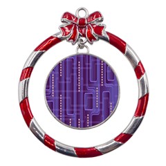 Background-non-seamless-pattern Metal Red Ribbon Round Ornament by Cowasu