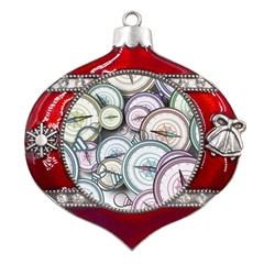 Compass-direction-north-south-east Metal Snowflake And Bell Red Ornament by Cowasu