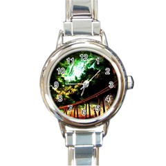 Science-fiction-forward-futuristic Round Italian Charm Watch by Cowasu