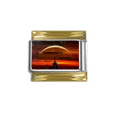 Science-fiction-digital-illustration Gold Trim Italian Charm (9mm) by Cowasu