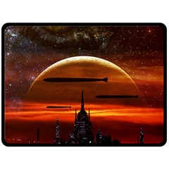 Science-fiction-digital-illustration Fleece Blanket (large) by Cowasu