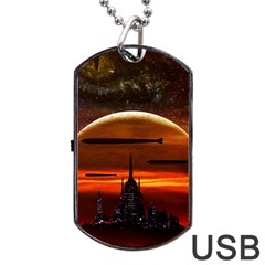 Science-fiction-digital-illustration Dog Tag Usb Flash (one Side) by Cowasu