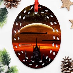 Science-fiction-digital-illustration Oval Filigree Ornament (two Sides)