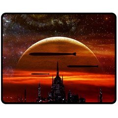 Science-fiction-digital-illustration Two Sides Fleece Blanket (medium) by Cowasu