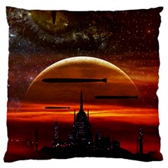 Science-fiction-digital-illustration Large Premium Plush Fleece Cushion Case (two Sides) by Cowasu