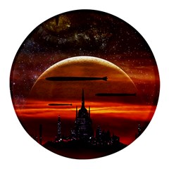 Science-fiction-digital-illustration Round Glass Fridge Magnet (4 Pack)