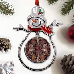 Abstract-design-backdrop-pattern Metal Snowman Ornament