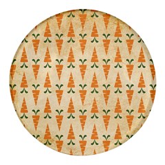 Patter-carrot-pattern-carrot-print Round Glass Fridge Magnet (4 Pack)