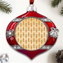 Patter-carrot-pattern-carrot-print Metal Snowflake And Bell Red Ornament