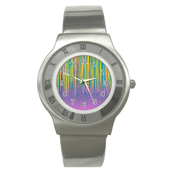 Background-colorful-texture-bright Stainless Steel Watch