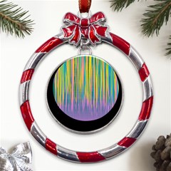 Background-colorful-texture-bright Metal Red Ribbon Round Ornament