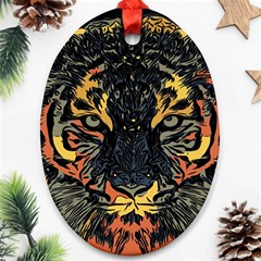 Tiger-predator-abstract-feline Ornament (oval) by Cowasu