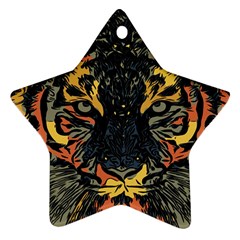 Tiger-predator-abstract-feline Star Ornament (two Sides) by Cowasu