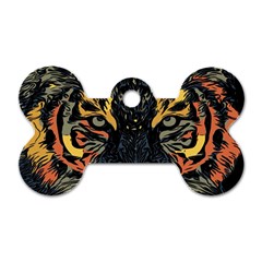 Tiger-predator-abstract-feline Dog Tag Bone (two Sides) by Cowasu