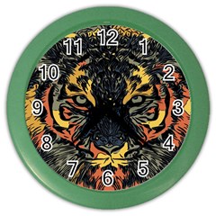 Tiger-predator-abstract-feline Color Wall Clock by Cowasu