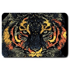 Tiger-predator-abstract-feline Large Doormat by Cowasu