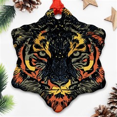 Tiger-predator-abstract-feline Snowflake Ornament (two Sides)