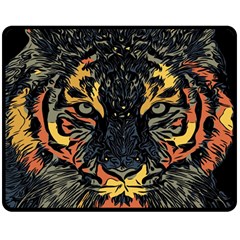 Tiger-predator-abstract-feline Two Sides Fleece Blanket (medium) by Cowasu