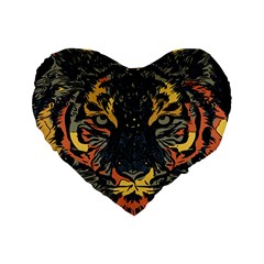 Tiger-predator-abstract-feline Standard 16  Premium Flano Heart Shape Cushions by Cowasu