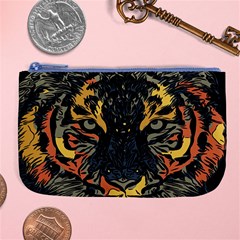 Tiger-predator-abstract-feline Large Coin Purse by Cowasu