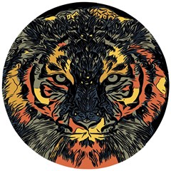 Tiger-predator-abstract-feline Wooden Puzzle Round by Cowasu