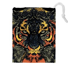 Tiger-predator-abstract-feline Drawstring Pouch (4xl) by Cowasu