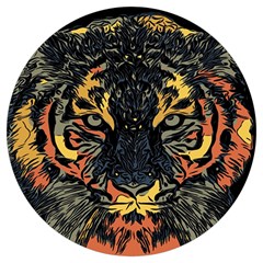 Tiger-predator-abstract-feline Round Trivet by Cowasu