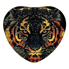 Tiger-predator-abstract-feline Heart Glass Fridge Magnet (4 Pack)