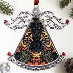 Tiger-predator-abstract-feline Metal Angel With Crystal Ornament