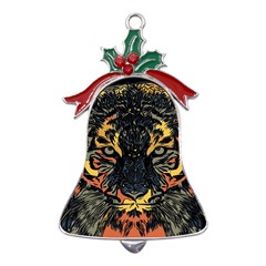 Tiger-predator-abstract-feline Metal Holly Leaf Bell Ornament