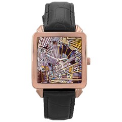 Abstract-drawing-design-modern Rose Gold Leather Watch  by Cowasu