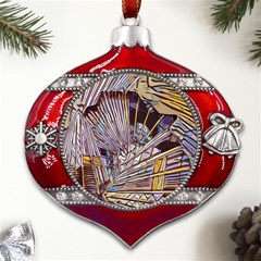 Abstract-drawing-design-modern Metal Snowflake And Bell Red Ornament