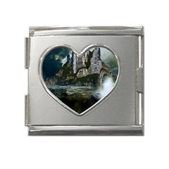 Sea-island-castle-landscape Mega Link Heart Italian Charm (18mm) by Cowasu