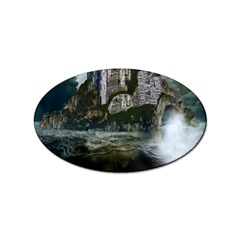 Sea-island-castle-landscape Sticker (oval) by Cowasu