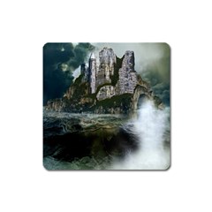 Sea-island-castle-landscape Square Magnet by Cowasu