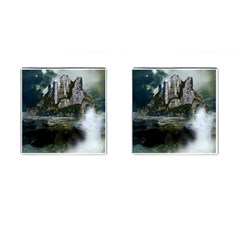 Sea-island-castle-landscape Cufflinks (square) by Cowasu