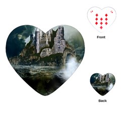 Sea-island-castle-landscape Playing Cards Single Design (heart)