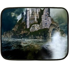 Sea-island-castle-landscape Two Sides Fleece Blanket (mini) by Cowasu