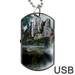 Sea-island-castle-landscape Dog Tag Usb Flash (two Sides) by Cowasu