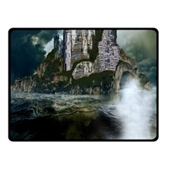 Sea-island-castle-landscape Two Sides Fleece Blanket (small) by Cowasu