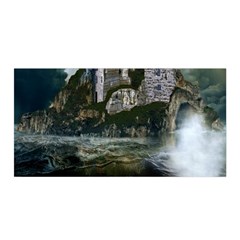 Sea-island-castle-landscape Satin Wrap 35  X 70 