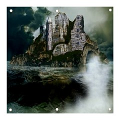 Sea-island-castle-landscape Banner And Sign 3  X 3  by Cowasu