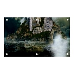 Sea-island-castle-landscape Banner And Sign 5  X 3  by Cowasu