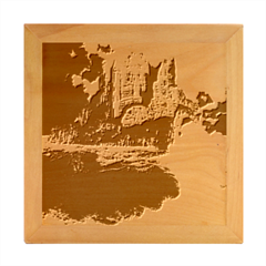 Sea-island-castle-landscape Wood Photo Frame Cube by Cowasu