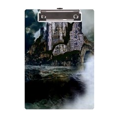 Sea-island-castle-landscape A5 Acrylic Clipboard by Cowasu