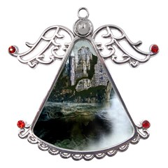 Sea-island-castle-landscape Metal Angel With Crystal Ornament