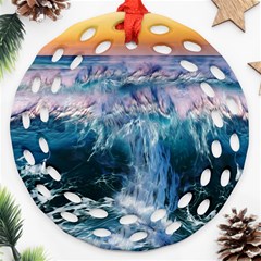 Sea-waves-ocean-water-beach-surf Round Filigree Ornament (two Sides)