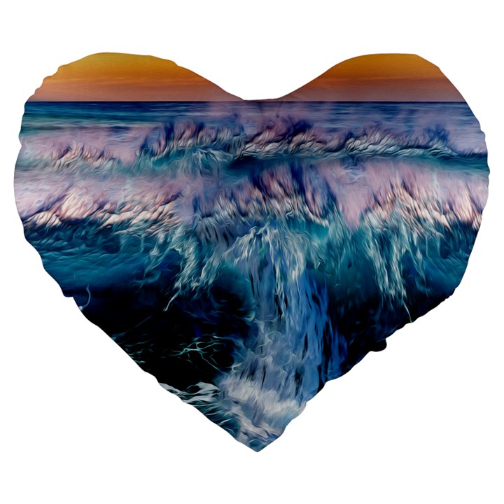 Sea-waves-ocean-water-beach-surf Large 19  Premium Heart Shape Cushions