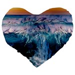 Sea-waves-ocean-water-beach-surf Large 19  Premium Heart Shape Cushions Back